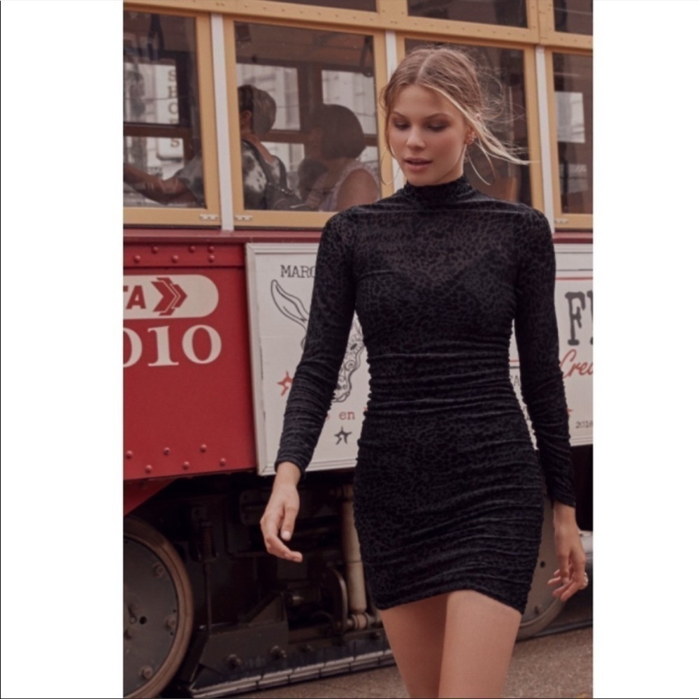 NWT LIKELY Leopard Black Mini Dress